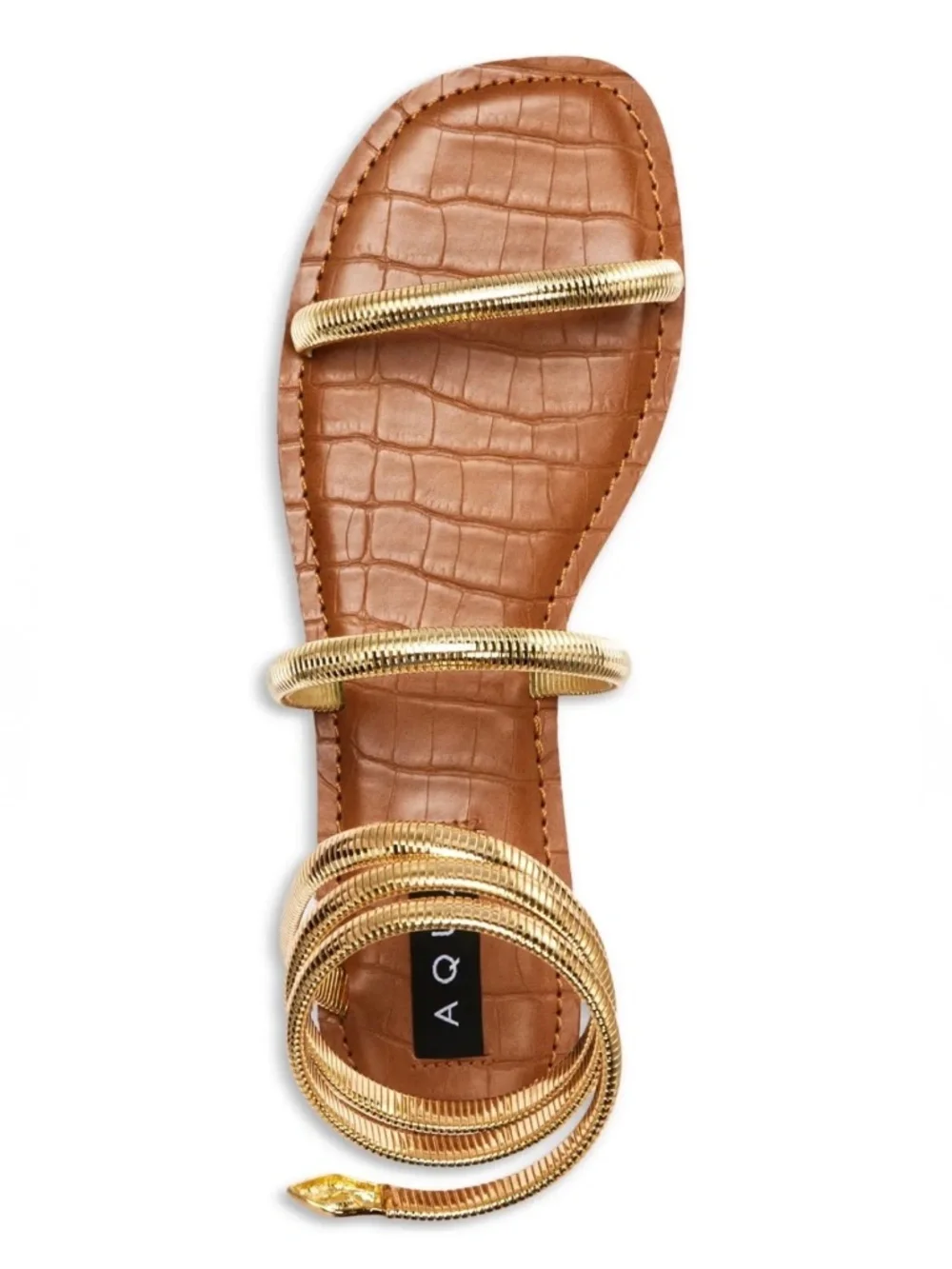 NEW  AQUA Essa Strappy Sandals Gold Metallic Flat Sandals –  Size:6